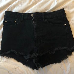 Black denim shorts